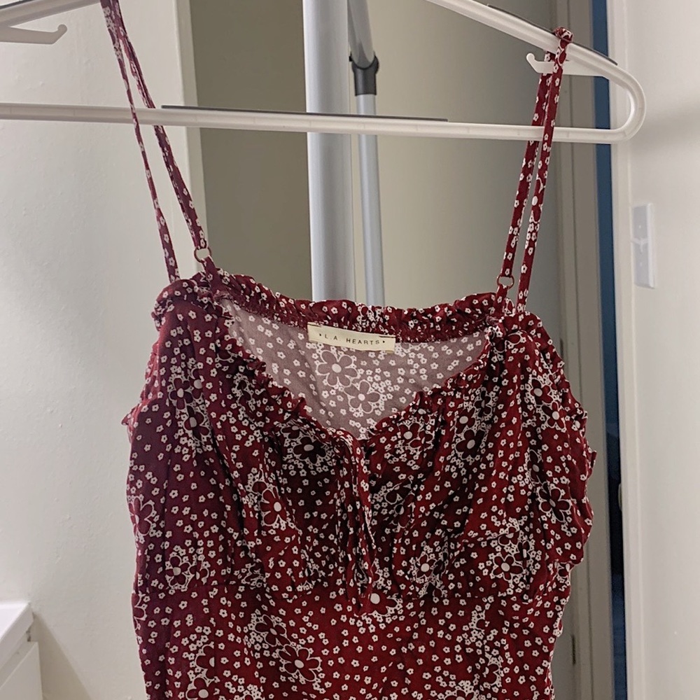 L.A. Hearts | Mini Dress | Size: S | Maroon w/ White Floral
